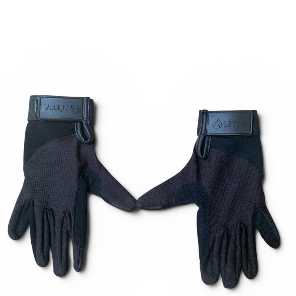LETTIA Child MED Black Shield Mesh Riding Gloves Touchscreen Compatible